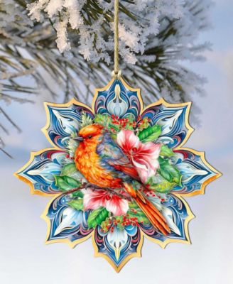 Forest Bird Snowflake Wooden Ornament