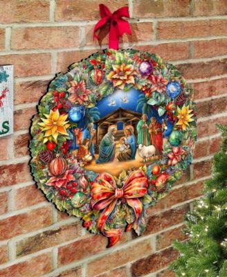 Nativity Wreath Holiday Door D&eacute;cor