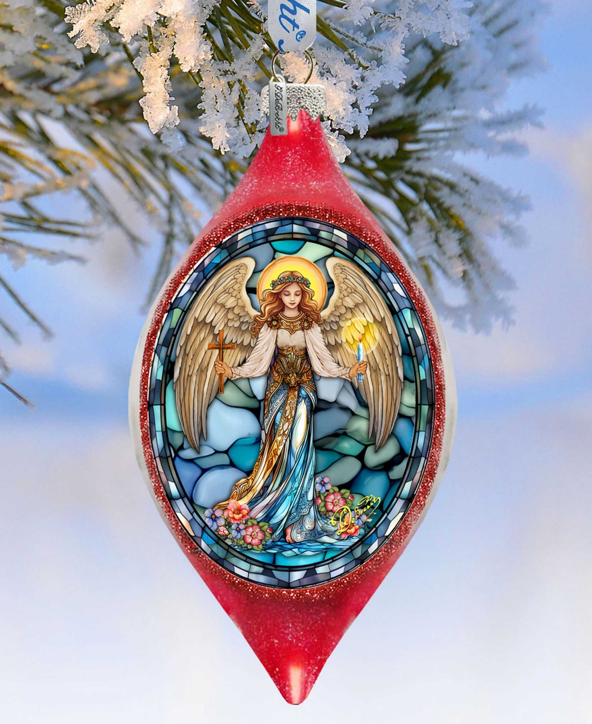 G.debrekht Holy Guardian Angel Drop Glass Ornament In Multi