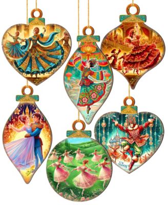 Nutcracker Suite Wooden Ornaments, Set of 12