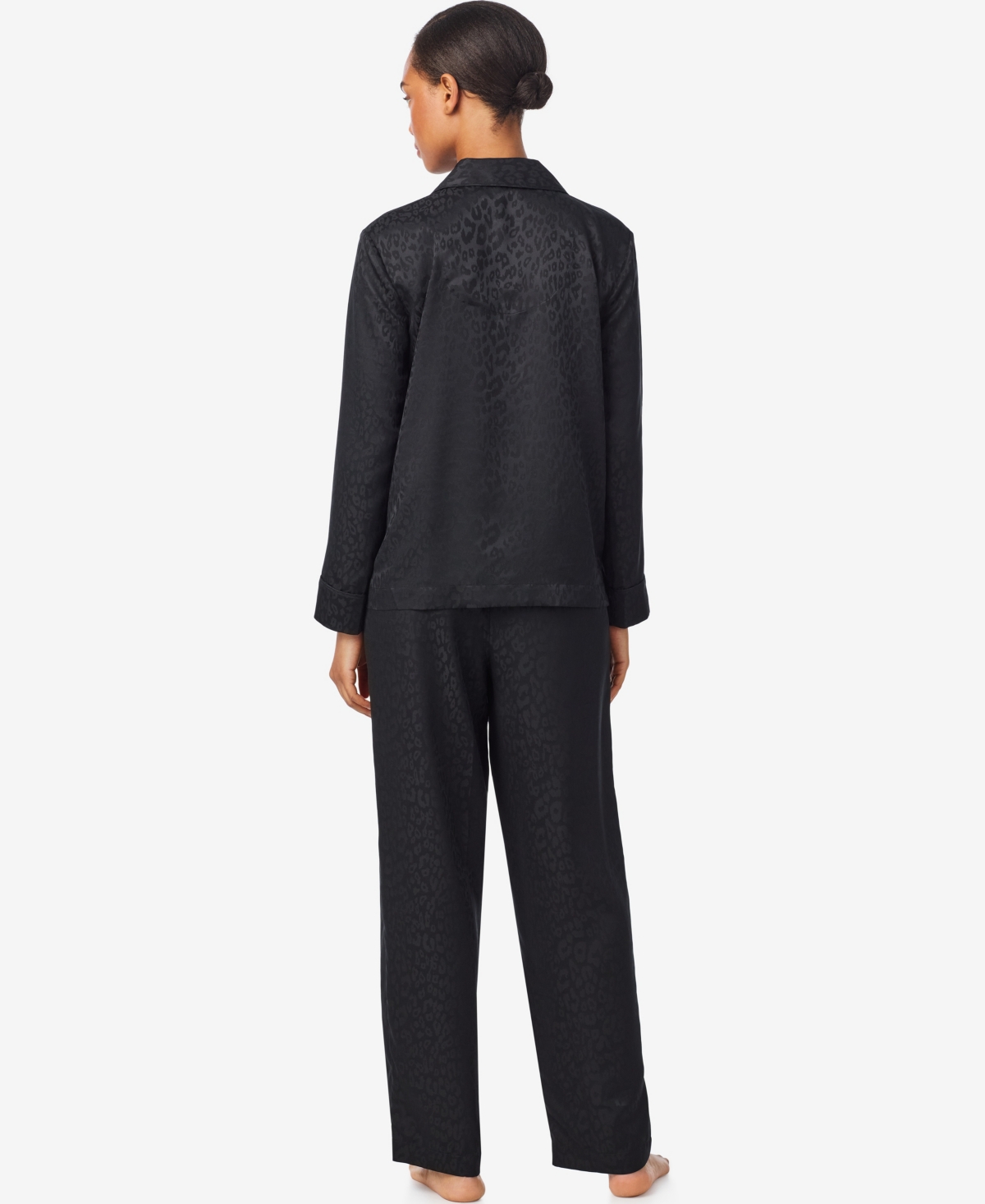 Ralph Lauren Lauren  Women's Notch Collar And Long Pant Pajama Set In Black