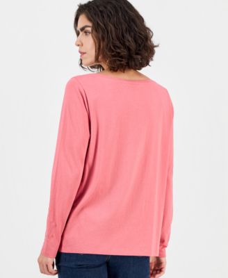Women's Embroidered Boat-Neck Long-Sleeve Top