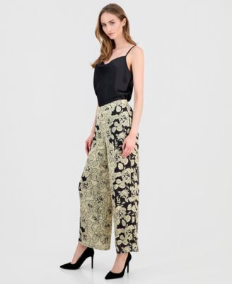 Women's Printed Pull-On Wide-Leg Pants