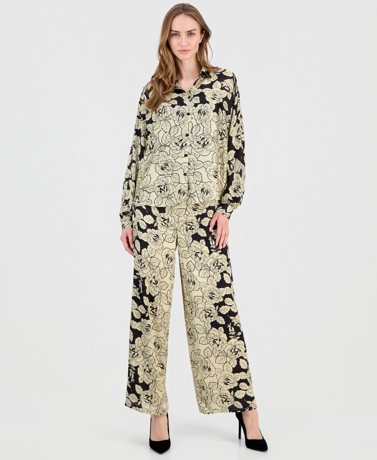 T Tahari Women's Printed Dolman-sleeve Blouse In Multi