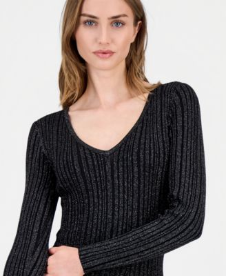 Women's Ribbed Metallic Midi Dress