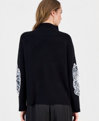 Women's Sequin Soutache Funnel-Neck Sweater