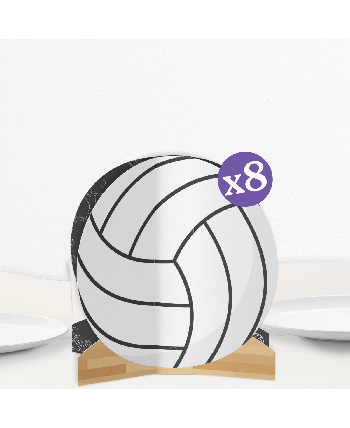Big Dot of Happiness Freestanding 3D Volleyball Centerpiece Table Decorations - 8 Count