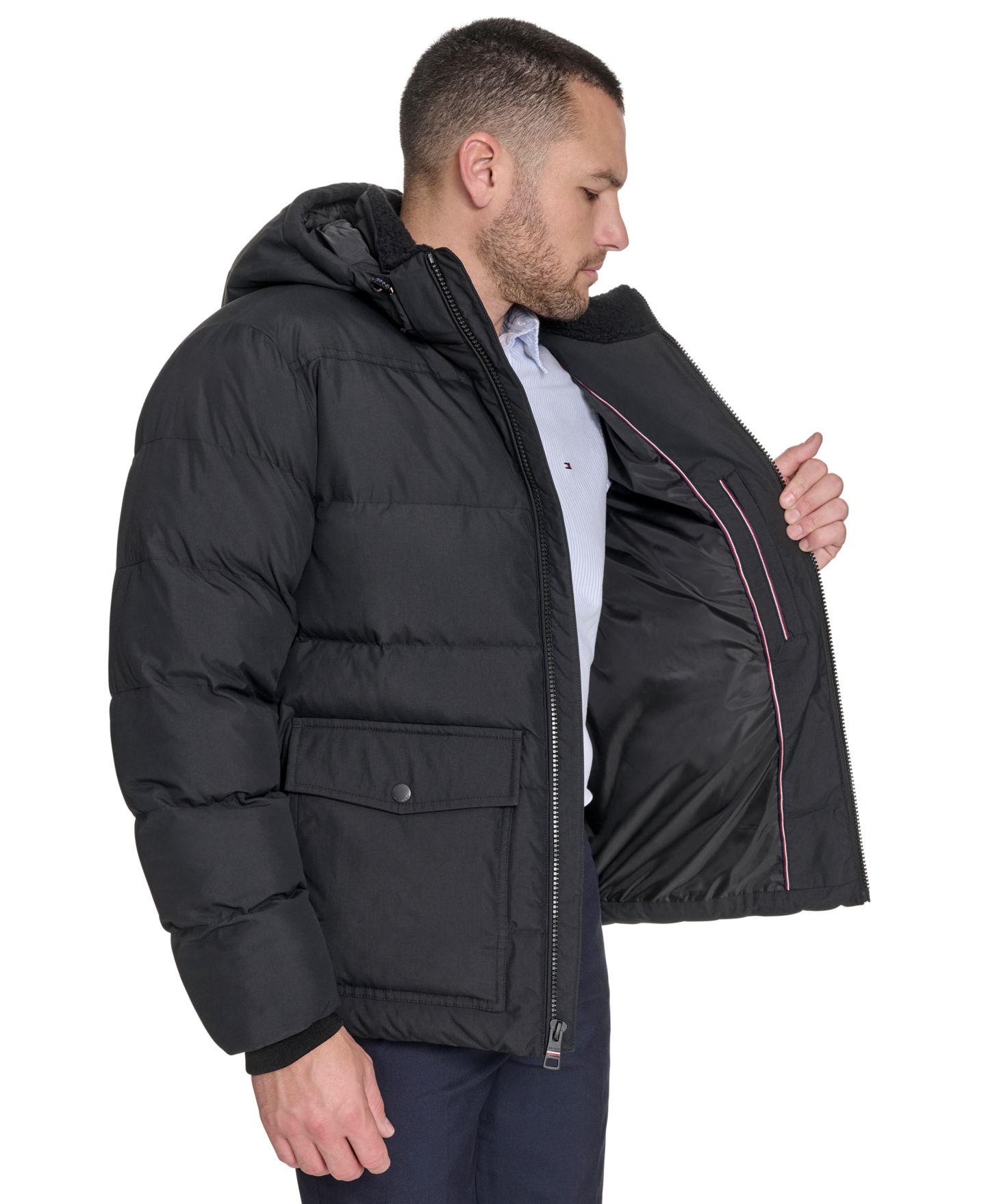 Мужская куртка Tommy Hilfiger Two Pocket Hooded Puffer, цвет: Чёрный — фото 5