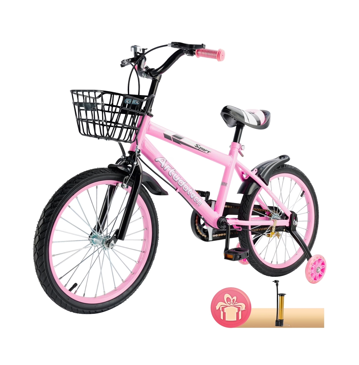 Artudatech Inch Kids Bike with Glowing Training Wheels