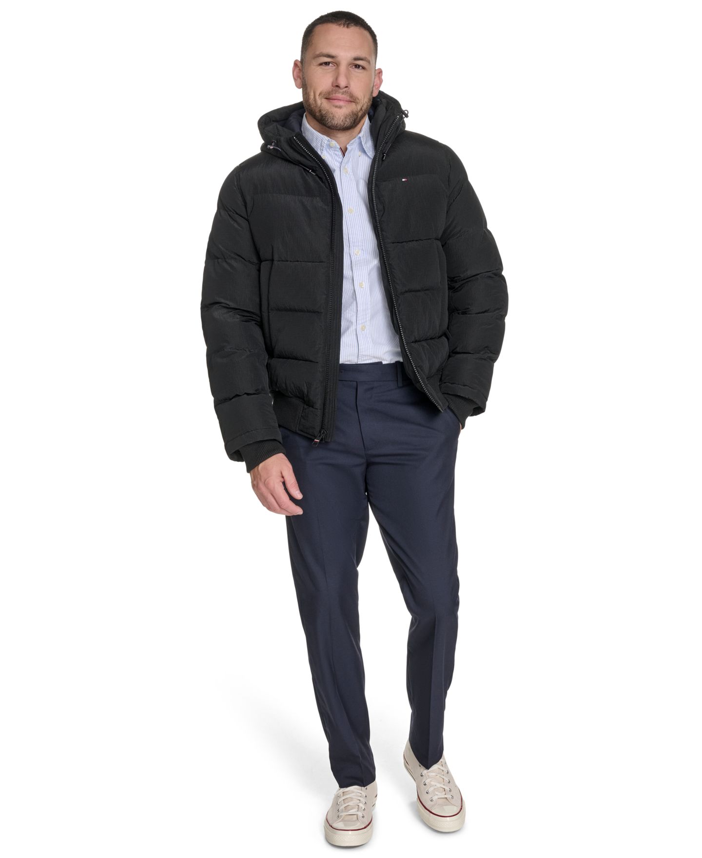 Мужская куртка Tommy Hilfiger Ribstop Hooded Snorkel, цвет: Чёрный — фото 7