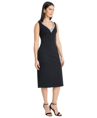 Women's V-Neck Embellished Sheath Dress