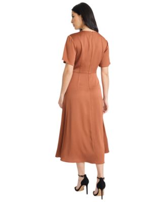Women's Gold Waist Detail Midi Dress