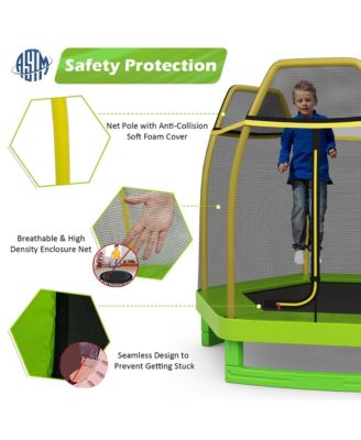 7 FT Kids Trampoline with Safety Enclosure Net Spring Pad Indoor Outdoor Heavy Duty