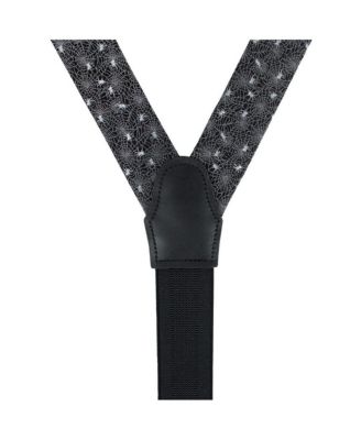Men's Venom Spider Web Motif Novelty Silk Button End Suspenders