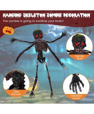 6 FT Animated Halloween Decoration Hanging Zombie Light-up Eyes Poseable Arms