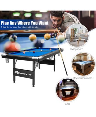 6 FT Billiard Table 76 Inch Foldable Pool Table Perfect for Kids and Adults