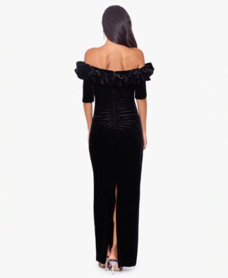 Women's Velvet Off-the-Shoulder Gown