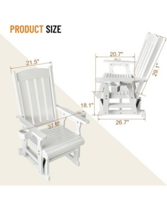 Wooden Patio Glider for One Person, with High Back and Deep Contoured Seat, Solid Fir Wood, Heavy Duty 600 LBS (Deep Brown, 1-Seater)