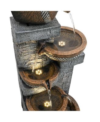 5-Tiers Indoor/Outdoor Garden Water Fountain - 42.5inches Modern Floor-Standing Cascading Water Feature - Suitable for Deck, Patio