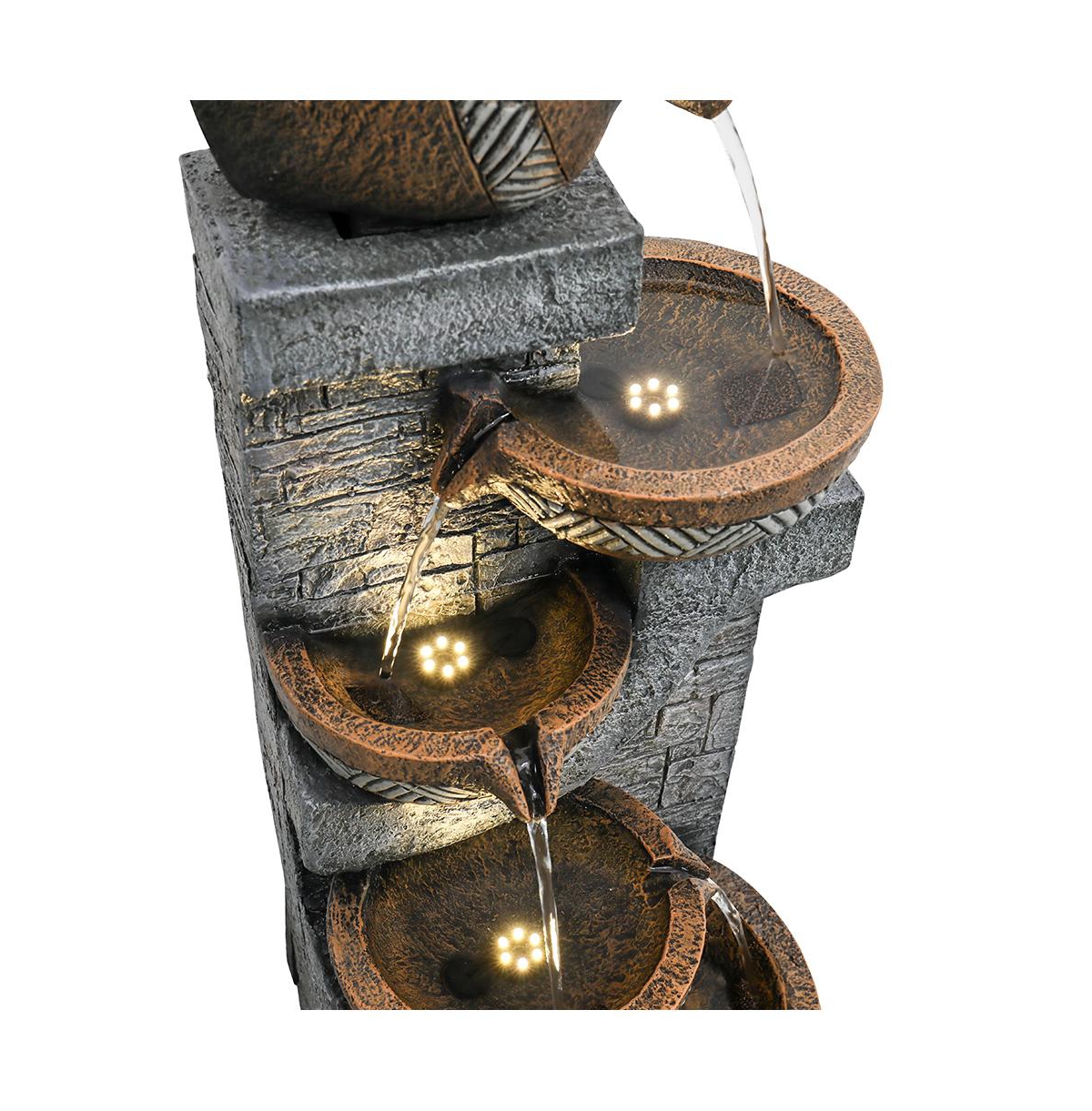 SunJet 5-Tiers Indoor/Outdoor Garden Water Fountain - 42.5inches Modern Floor-Standing Cascading Water Feature