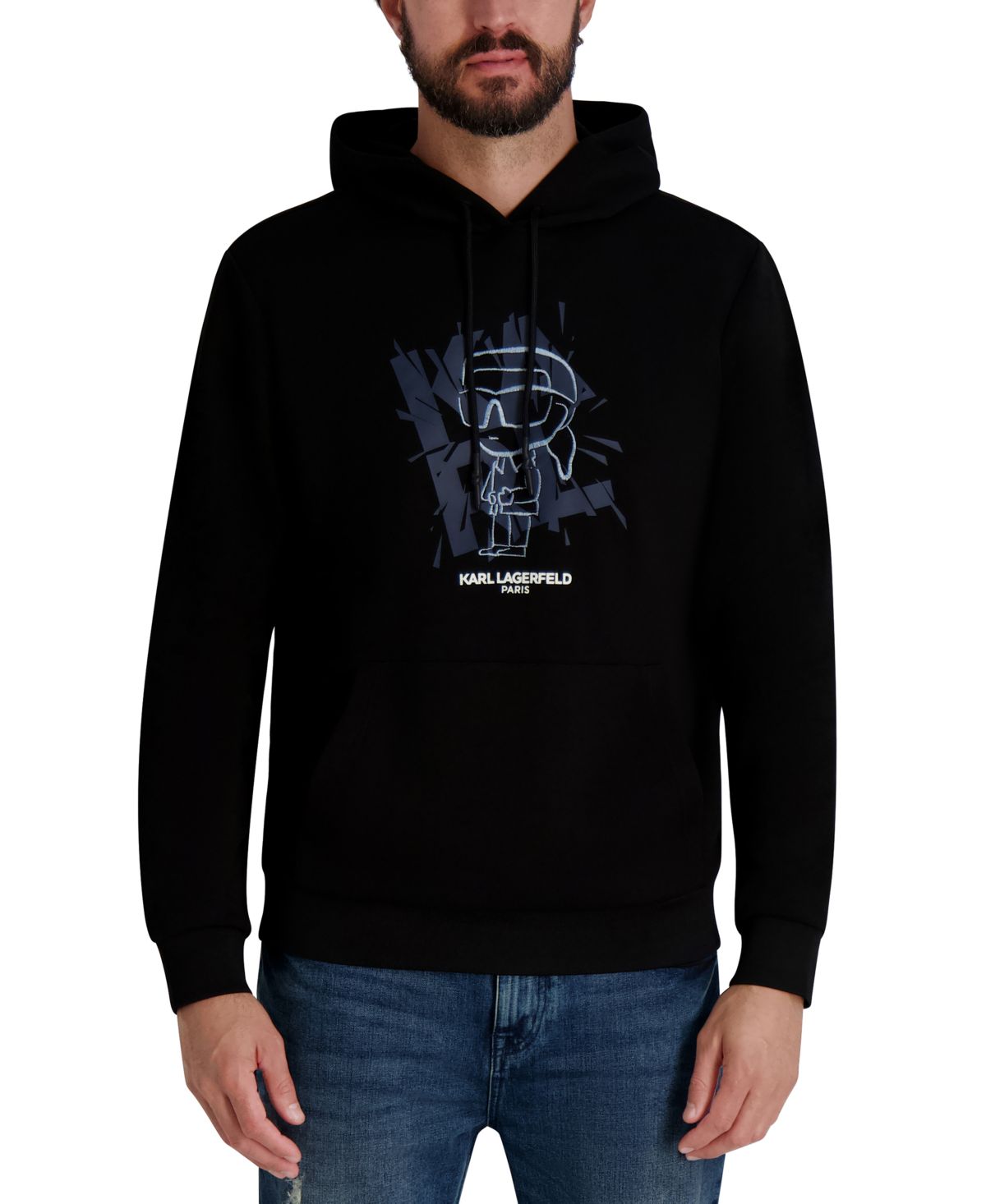 Мужская толстовка большого размера с вышивкой, приталенная к телу