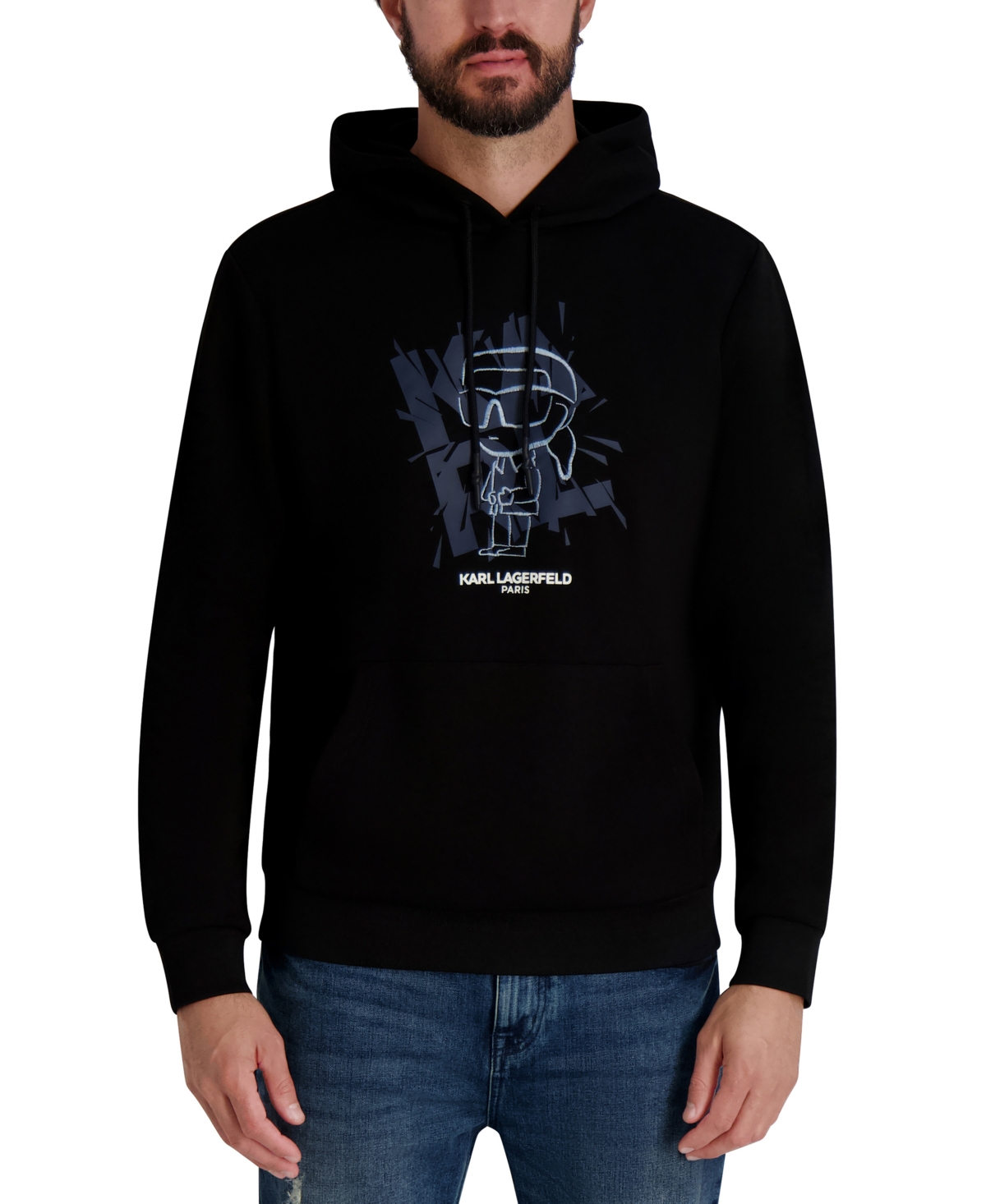 Karl Lagerfeld Paris Men's Embroidered Oversized Pull-On Sweatshirt