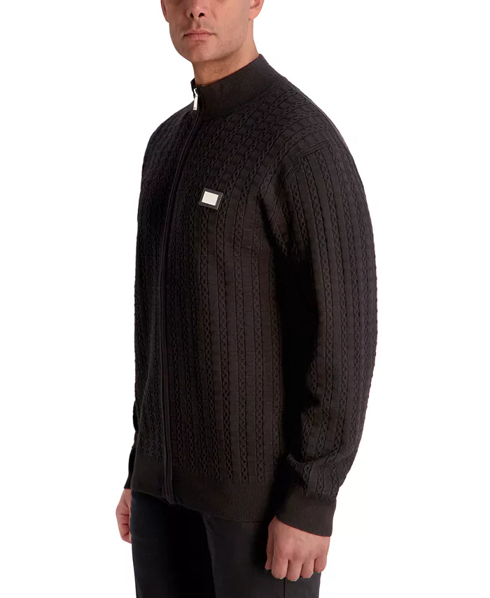 Men's Full Zip Cable Knit Sweater - thumbnail 8