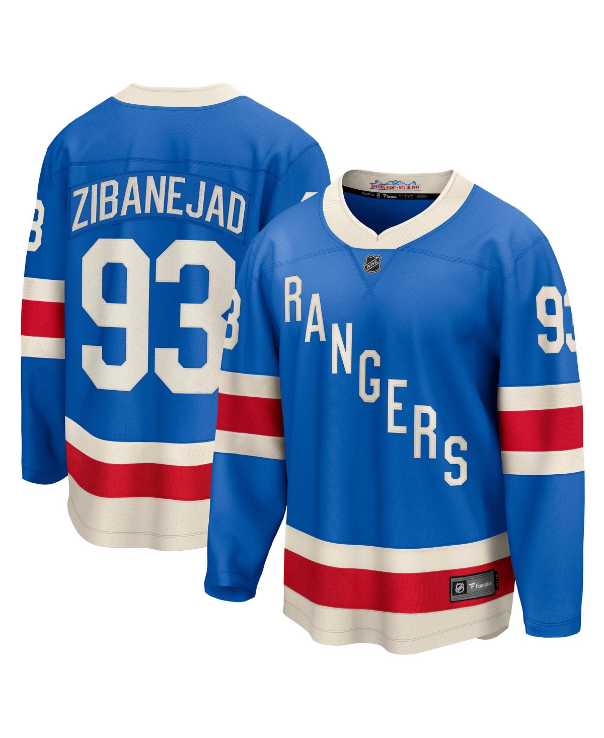 Fanatics Men's Mika Zibanejad Blue New York Rangers Centennial Breakaway Player Jersey