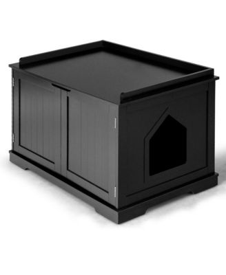 Cat Litter Box Wooden Enclosure Pet House Sidetable Washroom Storage Bench