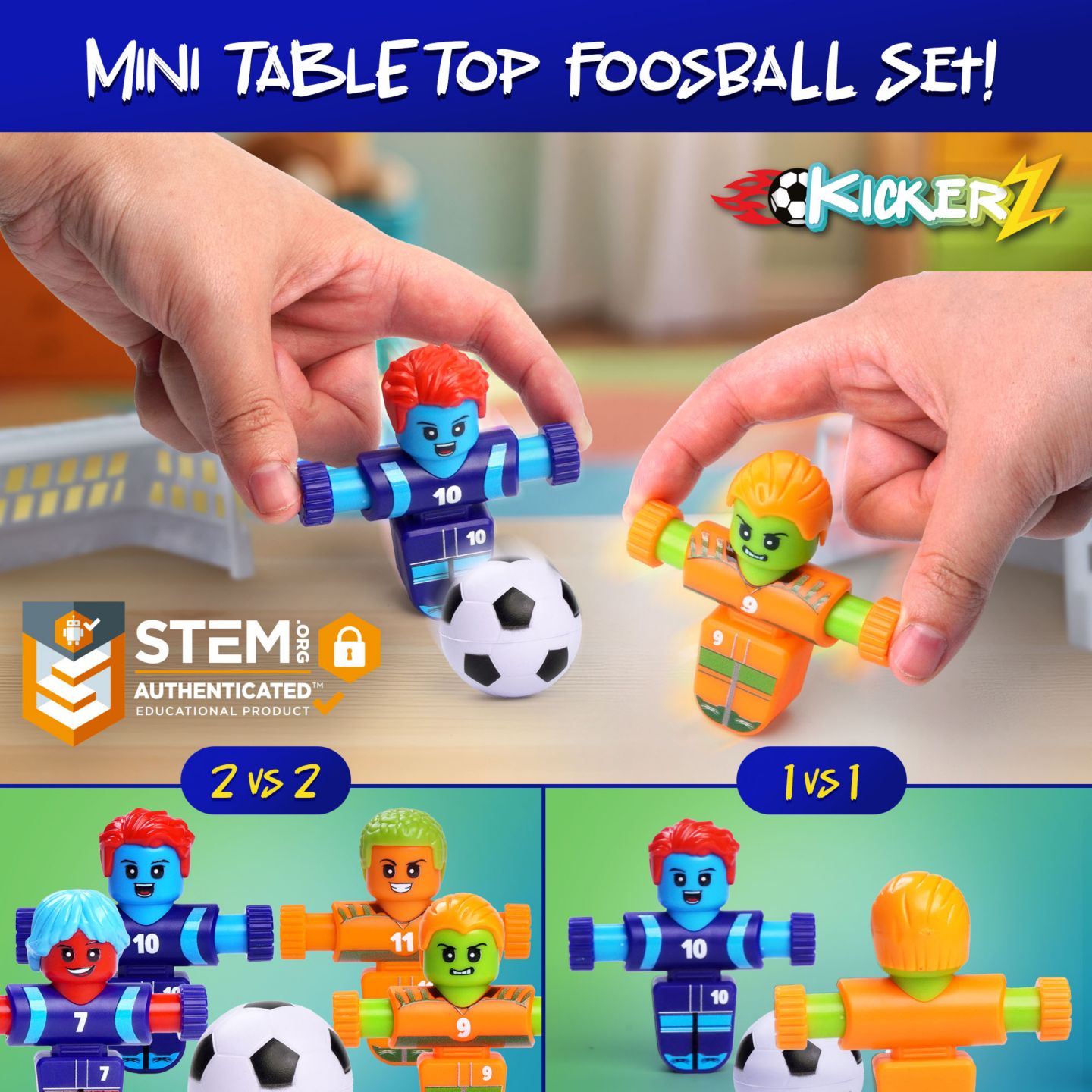 Детские игрушки Power Your Fun KickerZ Fidget Soccer 8-Piece Game, Ages 6+ — фото 6