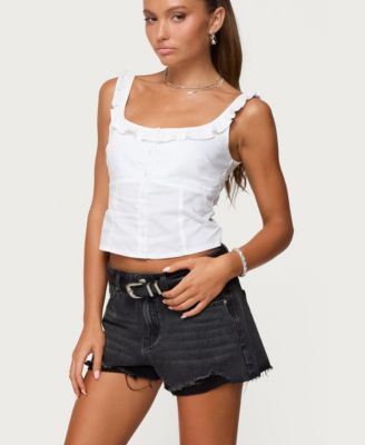 Women's Noga Ruffle Woven Button Up Top