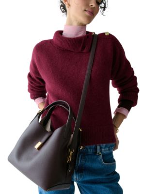 Deco Medium Pebbled Leather Crossbody Tote Bag