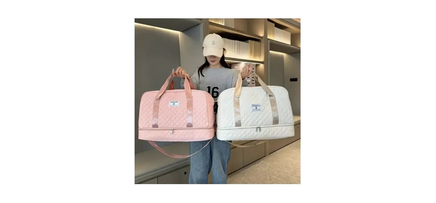 Three-dimensional Diamond Patterned Small Square Tote, Crossbody bag with Dry Wet Separation & Double-sided Pockets