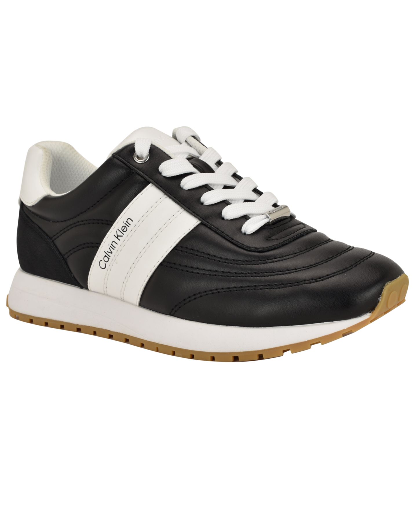 Женские кроссовки Calvin Klein Tatyann Retro Lace-Up, цвет: Чёрный / Белый — фото 1