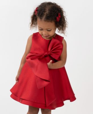 Baby Girls 2-Piece Mikado Dress and Diaper Cover Set