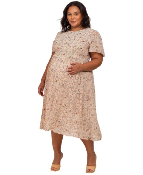Женское платье Pinkblush Maternity Floral Pleated Chiffon Midi, цвет: Бежевый