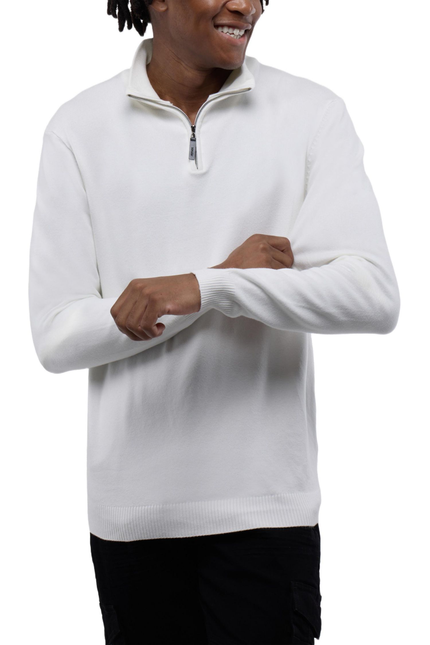 X RAY Men's Quarter Zip Mock Neck Sweater