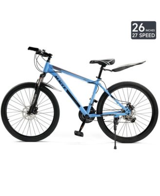 26-Inch 27-Speed Mountain Bike for Adults with Dual Disc Brakes & High-Carbon Steel Frame, Suspension Fork