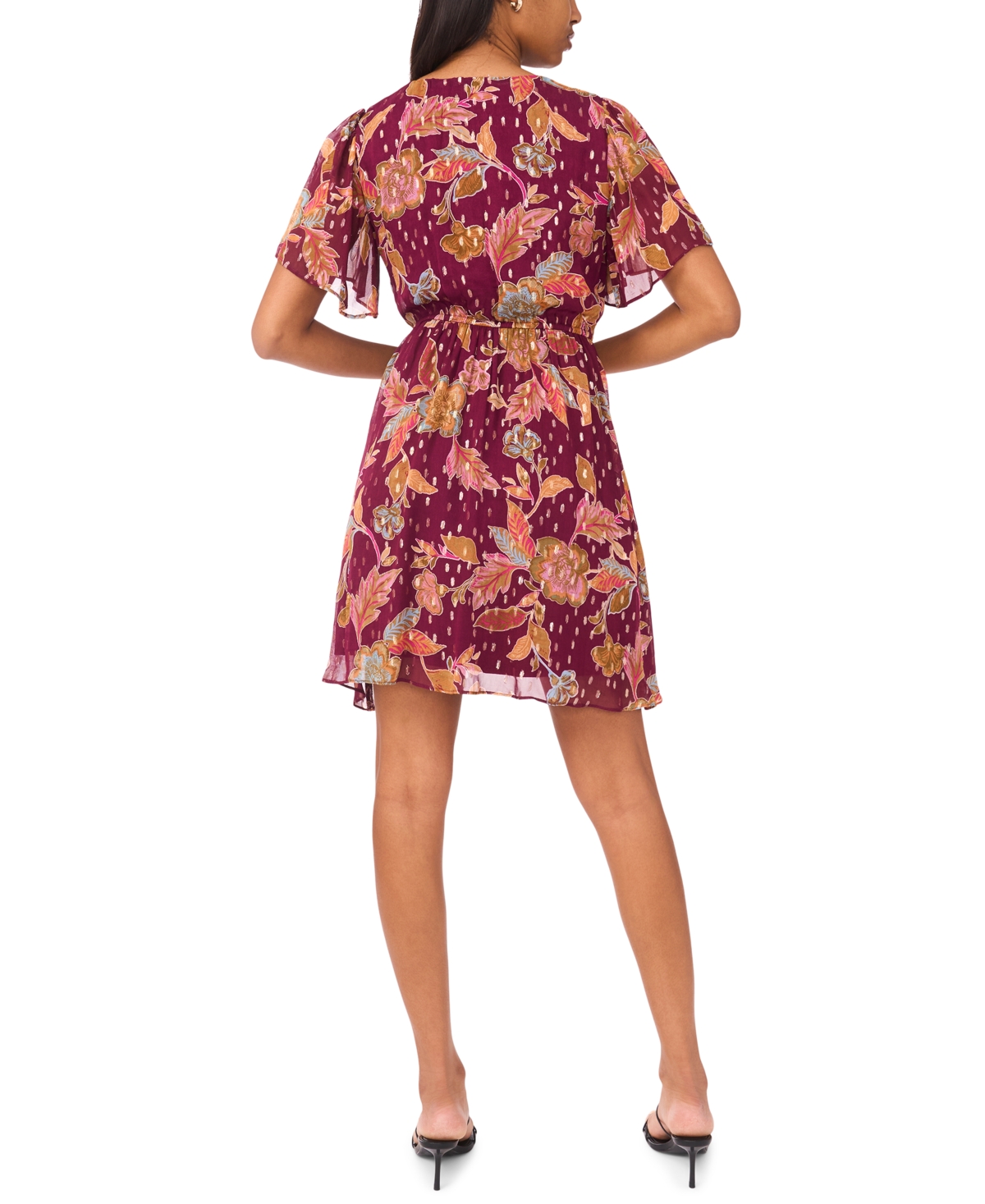 Msk Women's Short Flutter Sleeve Mini Wrap Dress In Multi