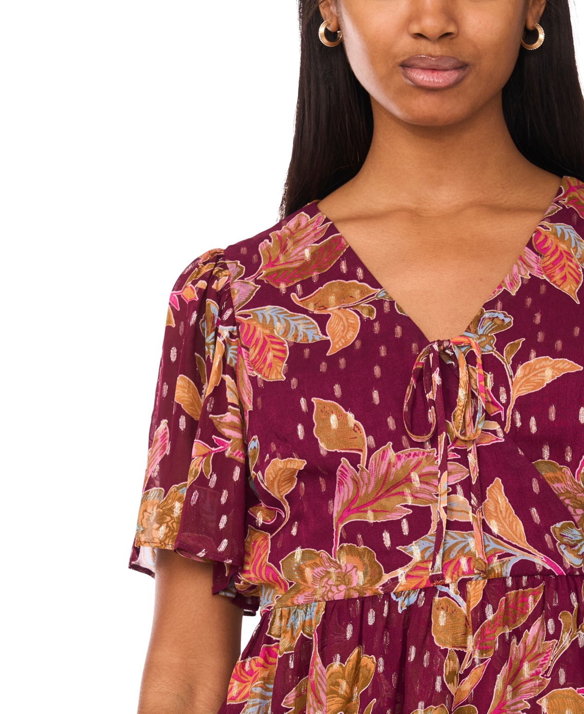 Msk Women's Short Flutter Sleeve Mini Wrap Dress In Multi