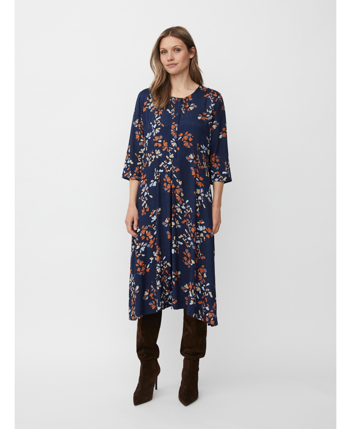 MaNymari Round Neck 3/4 Sleeve Dress