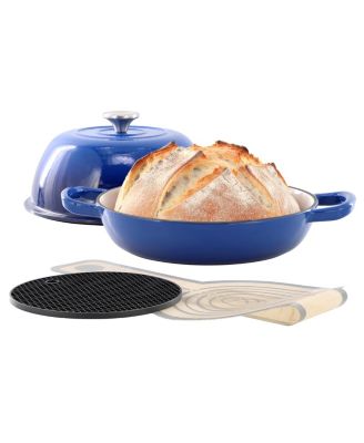 6 Quart Enameled Cast Iron Bread Pot in Red with Baking Mat