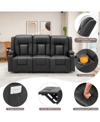 3 Seater Reclining Sofa with 2 Cup Holders&Side Pockets