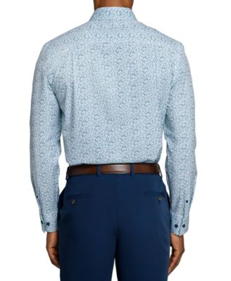 Men's Spread Collar Plaid Dress Shirt