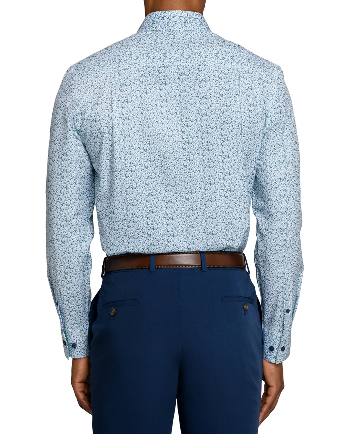 Construct Men's Spread Collar Plaid Dress Shirt In Blue