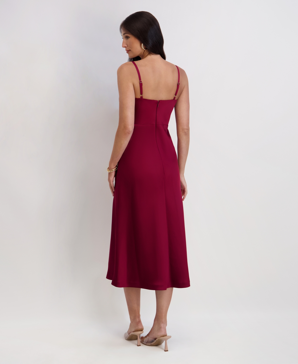 Siena Women's Satin Midi Dress In Burgundy
