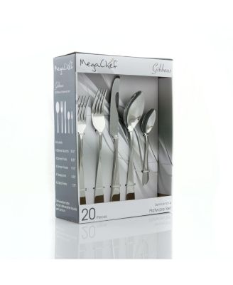 Gibbous 20 Piece Flatware Utensil Set, Stainless Steel Silverware Metal Service for 4 in Silver