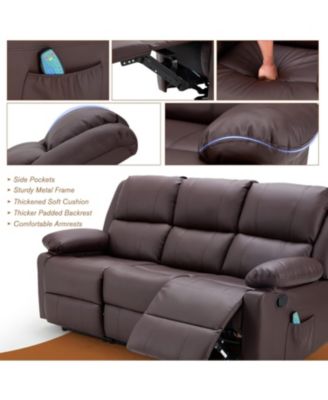 Recliner Couch with Massage&Heat Function, 3-Seat Wall Hunger Reclining Sofa
