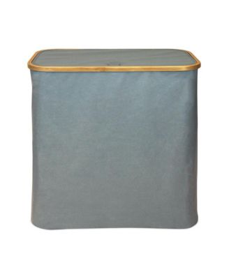 Double Soft Sided Laundry Hamper Sorter With Bamboo Rim Lid