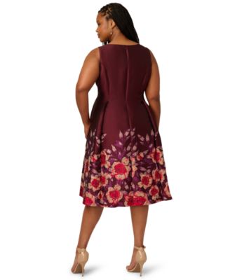 Plus Size Scoop Neck with Notch Midi Dress